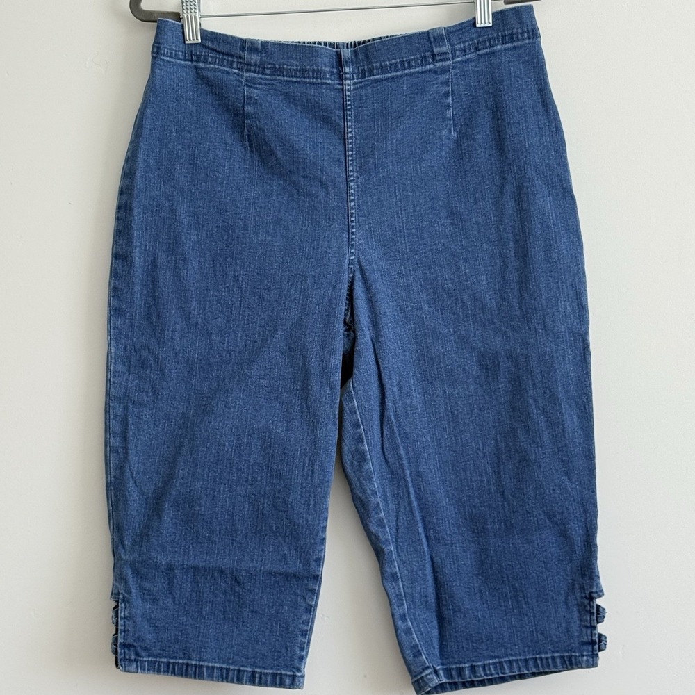 Croft & Barrow Womens Skimmer Mid Rise Elastic Waist Denim Large Comfort 32x16"